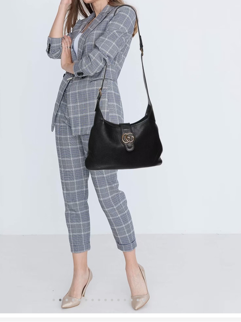 Gucci Black Leather Hobo with Gold Double-G